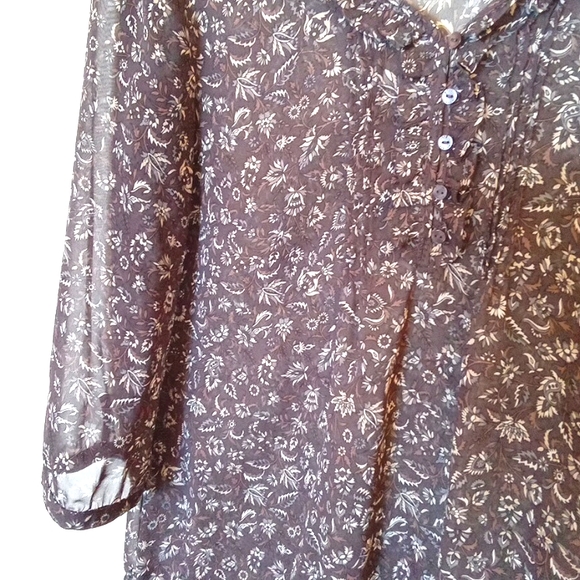 Esprit Sheer Spring Floral Blouse with Ruffled Button Placket - Picture 4 of 11